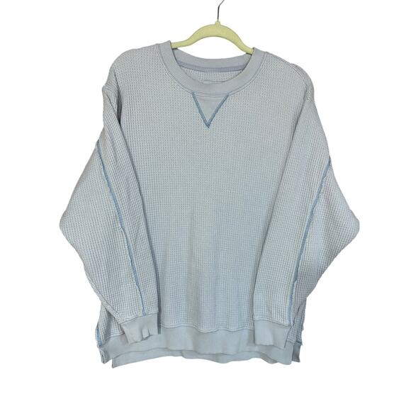Aerie Women’s Waffle Long Sleeve Shirt, Light Blue, GUC - Picture 1 of 4